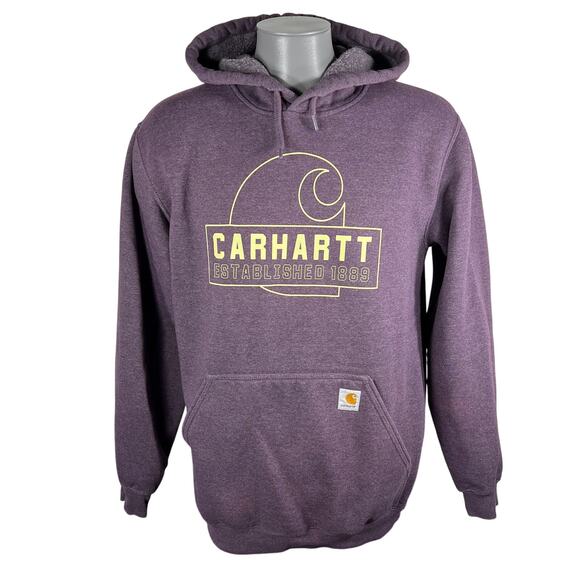 Carhartt Hoodie Sweatshirt Sz Medium Purple Heather Spellout Loose Fit 104906 - Picture 1 of 13